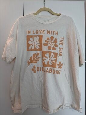 Billabong Cream Tee with Rust Floral Sun Graphic